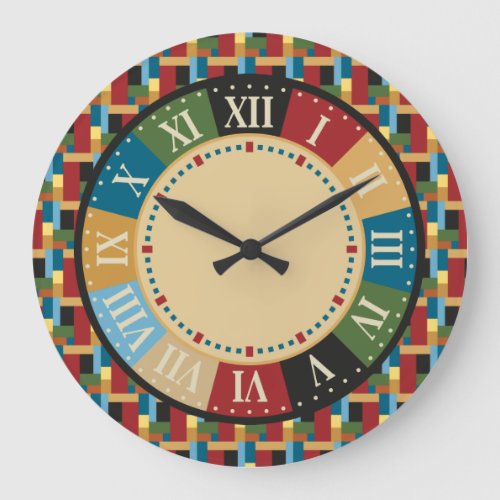 Game Room Colorful Geometric Modern Large Clock