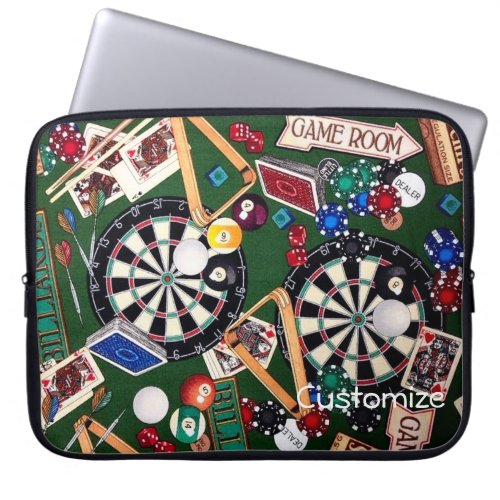 Game Room Darts Billiards Cards Laptop Sleeve