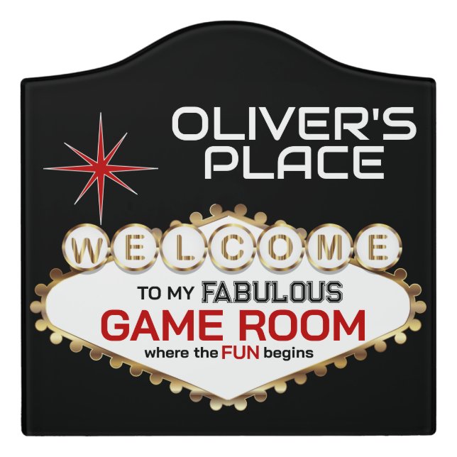 Game Room - Vegas Style - Red Door Sign (Large Crest Front)