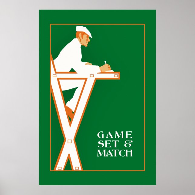 Game set and match, retro tennis referee poster (Front)