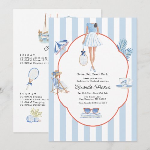 Game, Set, Beach Bach Coastal Tennis Bachelorette Invitation