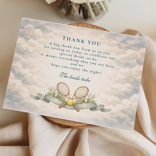 Game Set Love Tennis Bridal Shower Thank You Card (Creator Uploaded)