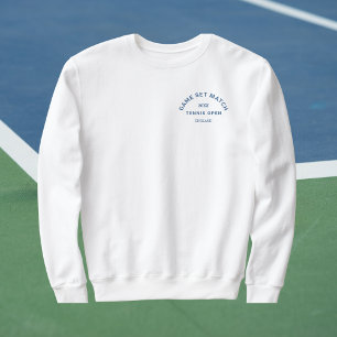 Game Set Match Blue Crest  Womens Tennis White Sweatshirt