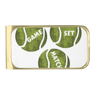 GAME SET MATCH GOLD FINISH MONEY CLIP