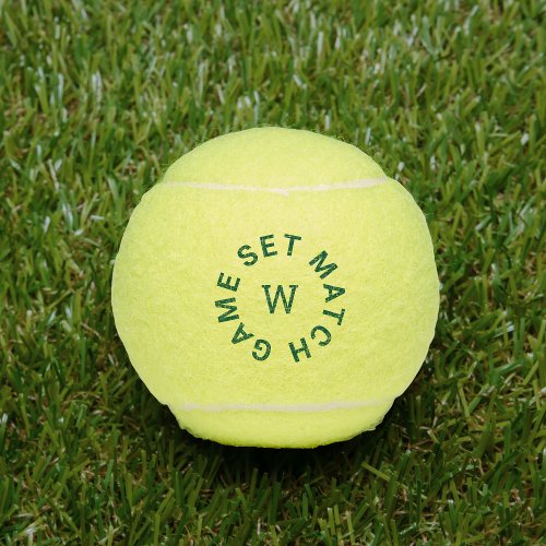 Game Set Match Green Monogram Tennis Balls