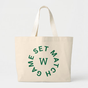 Game Set Match Green Monogram Tennis Large Tote Bag