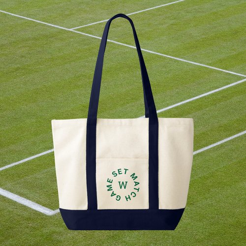 Game Set Match Green Monogram Tennis Tote Bag