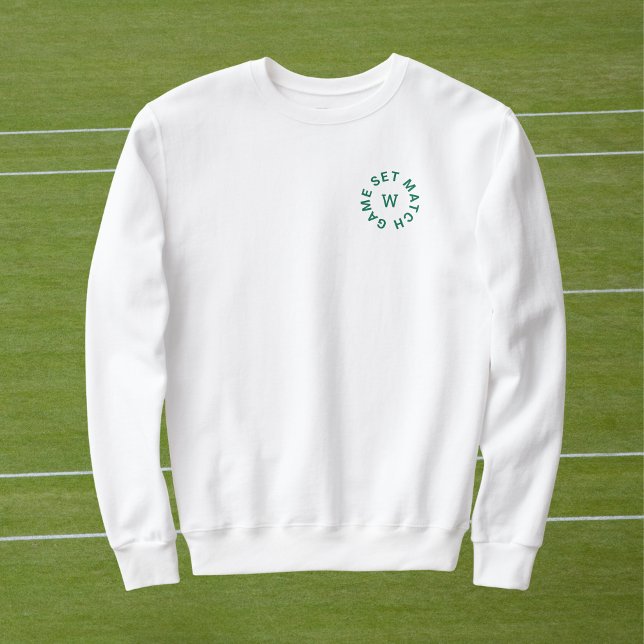 Game Set Match Green Monogram Womens Tennis Whites Sweatshirt (Creator Uploaded)