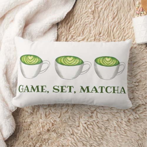 Game Set Match Matcha Green Tea Latte Foodie Lumbar Pillow