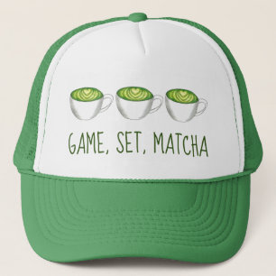 Game Set Match Matcha Green Tea Latte Foodie Trucker Hat