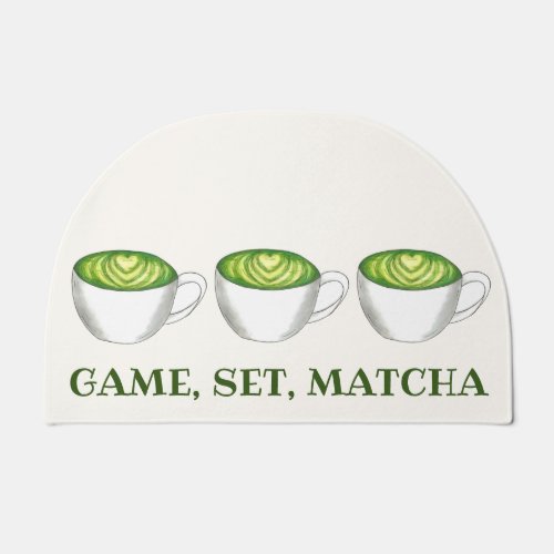 Game Set Match Matcha Green Tea Shop Latte Doormat