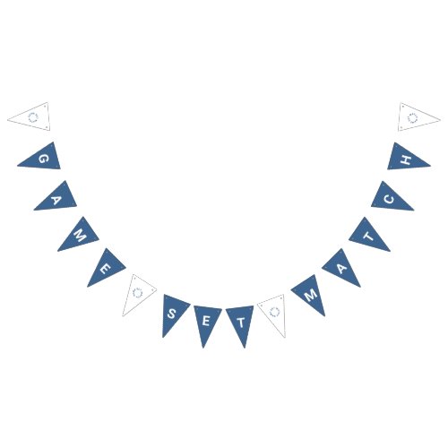 Game Set Match Tennis Court Blue Bunting Flags