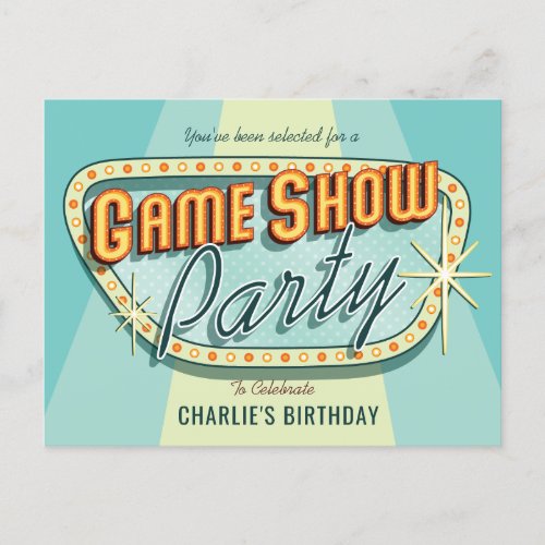Game Show Party Invitation Postcard
