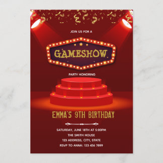 Game show red carpet party invitation