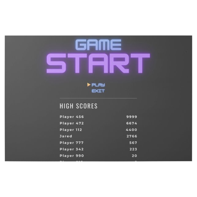 Game Start High Score Wall Art (Front)