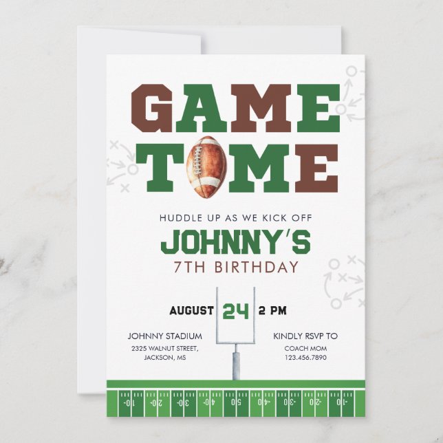 Game Time American Football Birthday Invitation (Front)