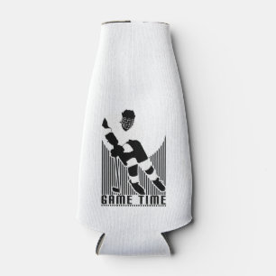 Game Time Hockey Player Black White Sports Drink Bottle Cooler