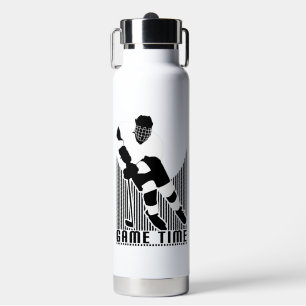 Game Time Hockey Player Retro Athletic Sports Water Bottle