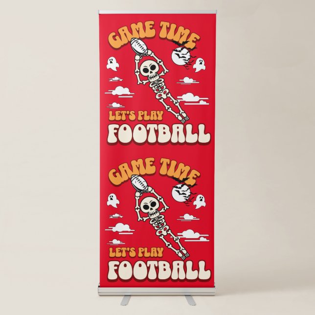 Game Time Let's Play Football Halloween Funny Retractable Banner (Front)