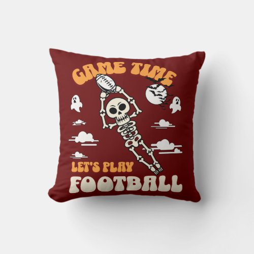 Game Time Lets Play Football Halloween Funny Throw Pillow