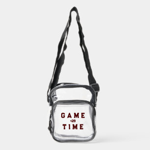 Game Time Player Number Maroon Text Clear Crossbody Bag