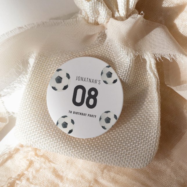 Game Time Soccer Football Boy Birthday Classic Round Sticker (Creator Uploaded)