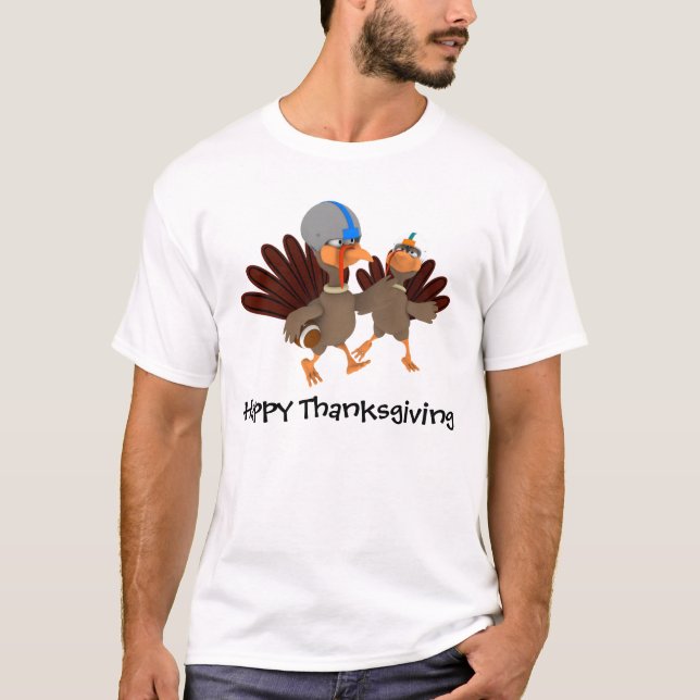 Game Time Thanksgiving Turkey Football T-Shirt (Front)
