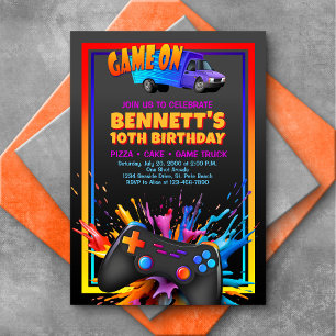 Game Truck Colorful Birthday Invitation