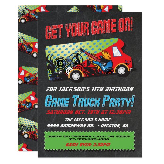 Game Truck Party Invitations Zazzle Com