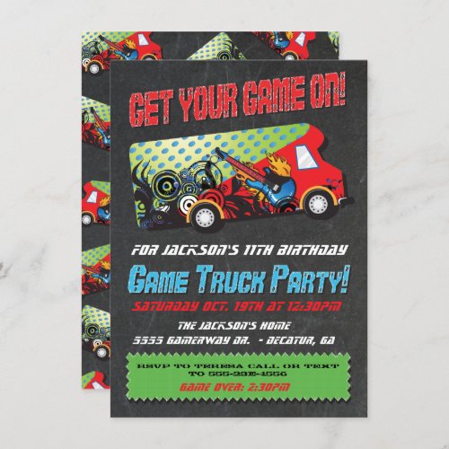 Game Truck Party Invitations
