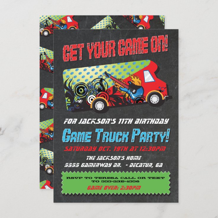 Game Truck Party Invitations Zazzle