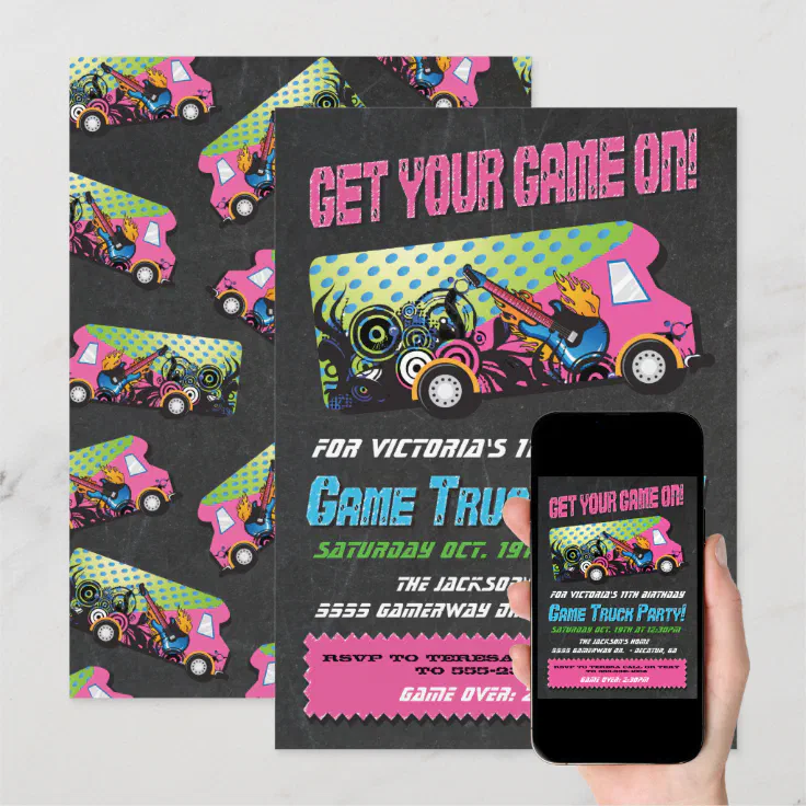 Game Truck Party Invitations | Zazzle