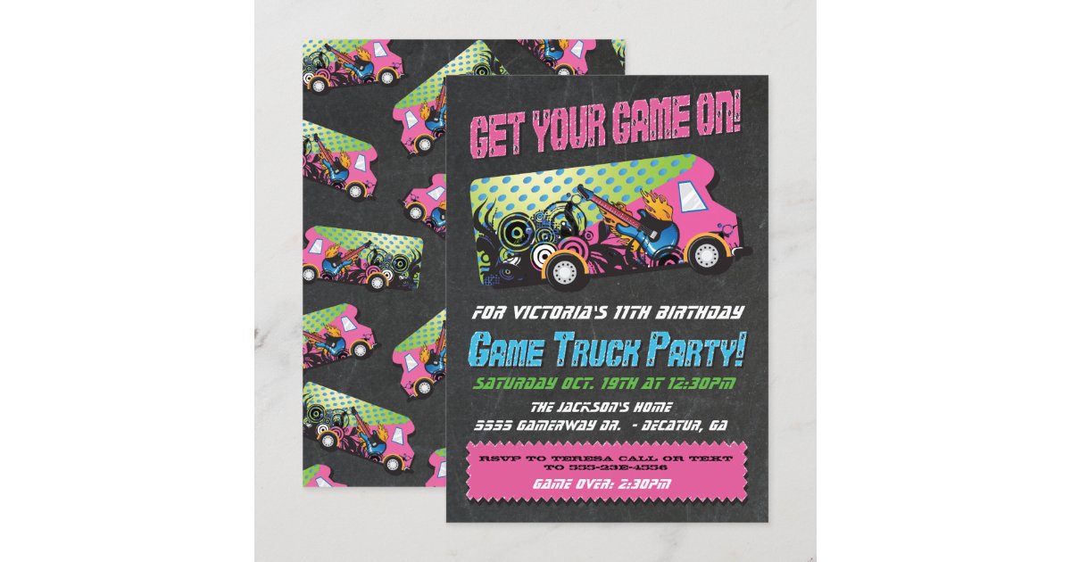 Game Truck Party Invitations | Zazzle