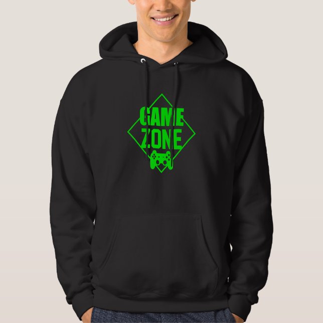 Game Zone Controller Green Video Game Gamer Hoodie (Front)