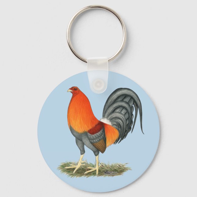 Gamecock Blue Red Rooster Keychain (Front)