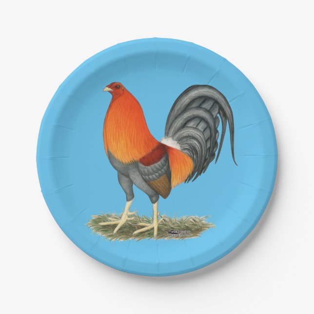 Gamecock Blue Red Rooster Paper Plates (Front)