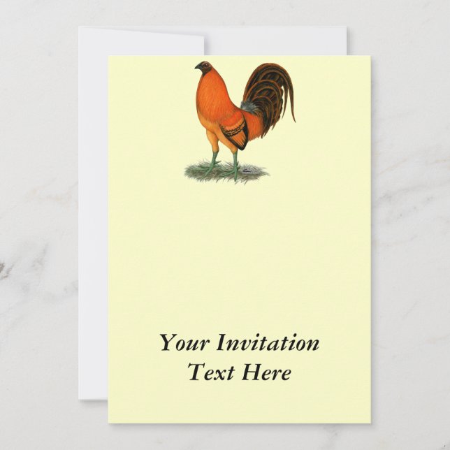 Gamecock Ginger Red Rooster Invitation (Front)