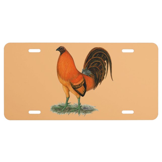 Gamecock Ginger Red Rooster License Plate (Front)