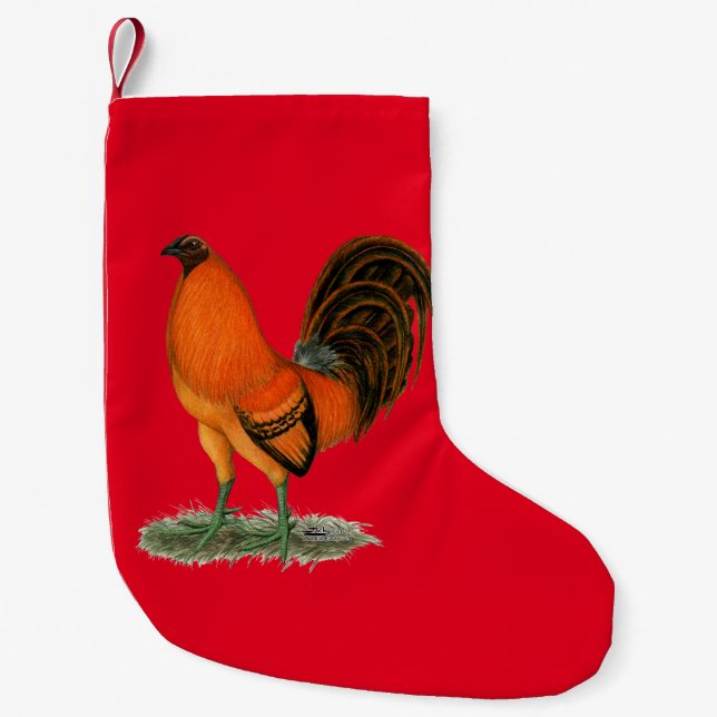 Gamecock Ginger Red Rooster Small Christmas Stocking (Front)
