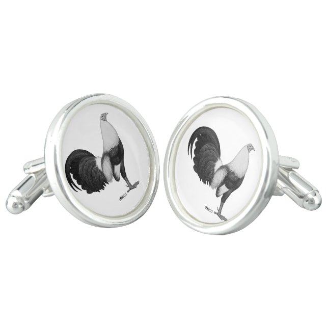 Gamecock Grey Duckwing Cufflinks (Angled)