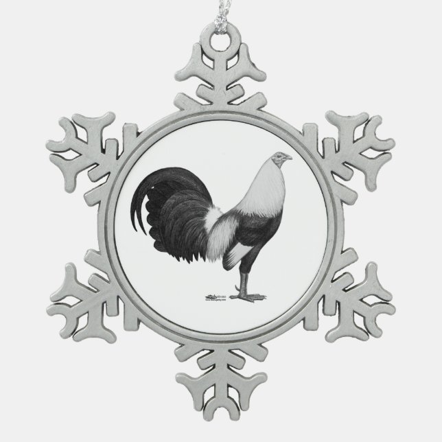 Gamecock Grey Duckwing Snowflake Pewter Christmas Ornament (Front)