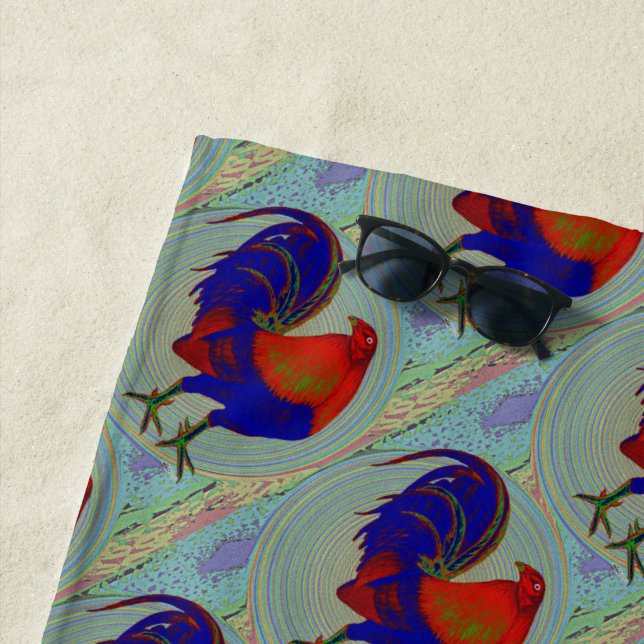 Gamecock:  Impressionist Rooster Beach Towel (In Situ)