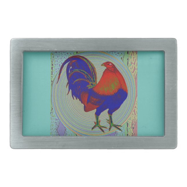 Gamecock:  Impressionist Rooster Belt Buckle (Front)