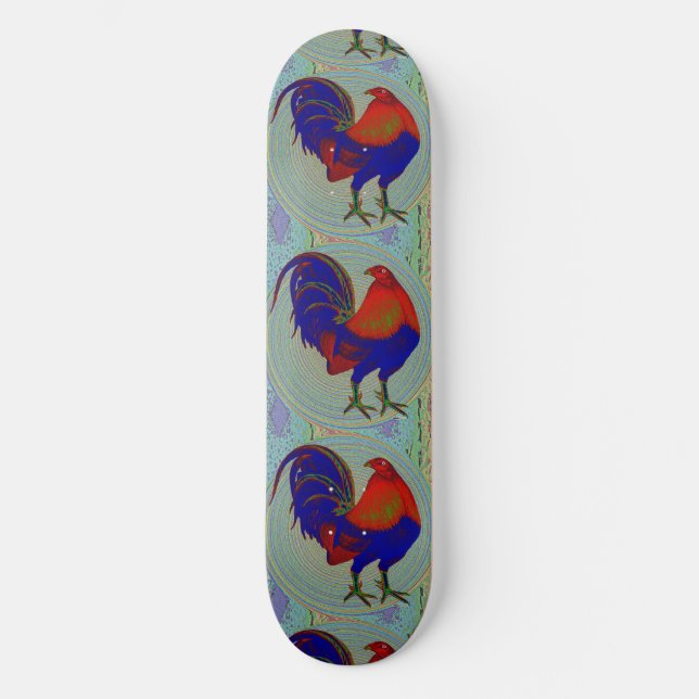 Gamecock:  Impressionist Rooster Skateboard (Front)