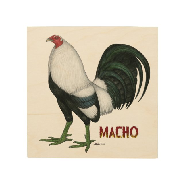 Gamecock Macho Duckwing Wood Wall Art (Front)