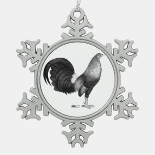 Gamecock Red Hatch Snowflake Pewter Christmas Ornament