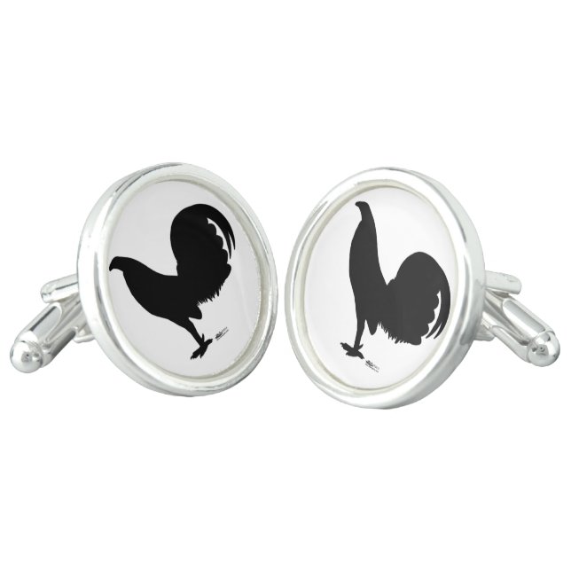 Gamecock Rooster Silhouette Cufflinks (Angled)