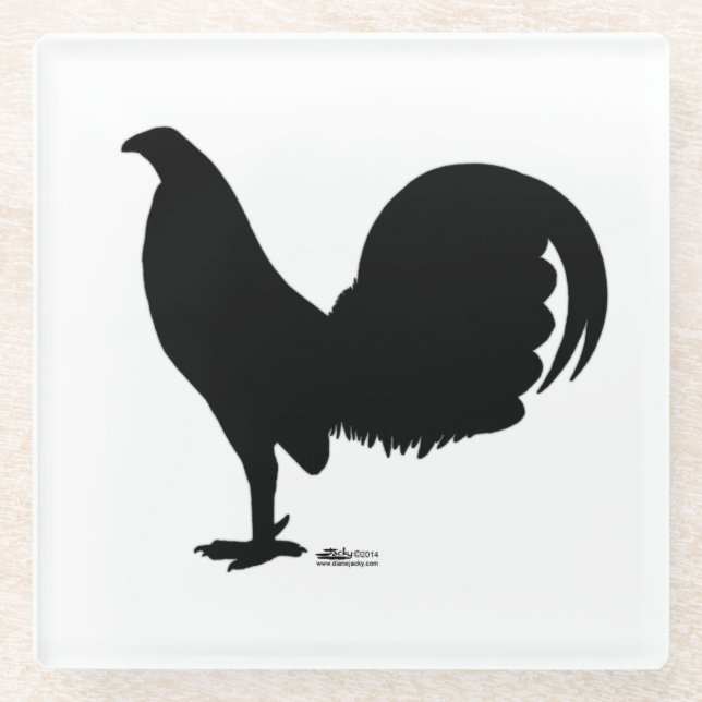 Gamecock Rooster Silhouette Glass Coaster (Front)