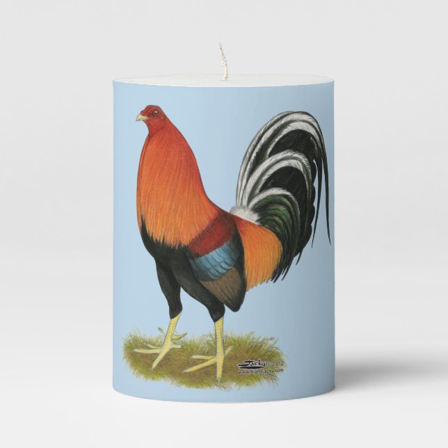 Gamecock Wheaten Rooster Pillar Candle (Front)