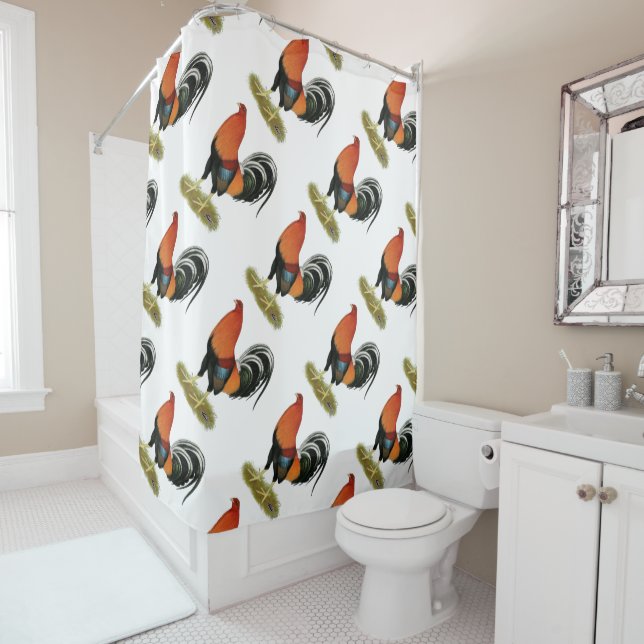 Gamecock Wheaten Rooster Shower Curtain (In Situ)